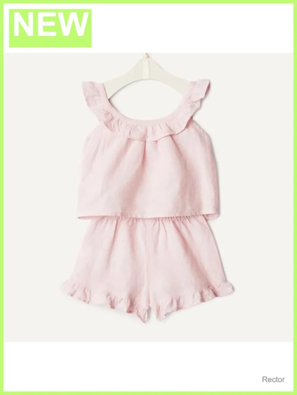 Toddler Girls Cotton Linen Sleeveless Top & Shorts Set Ruffles